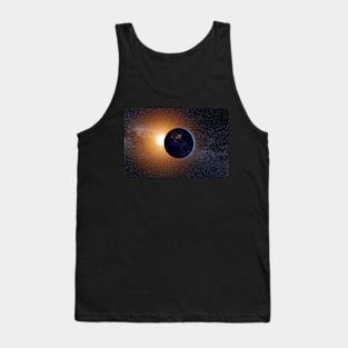 Planet Earth and rising Sun against Milky Way Tank Top